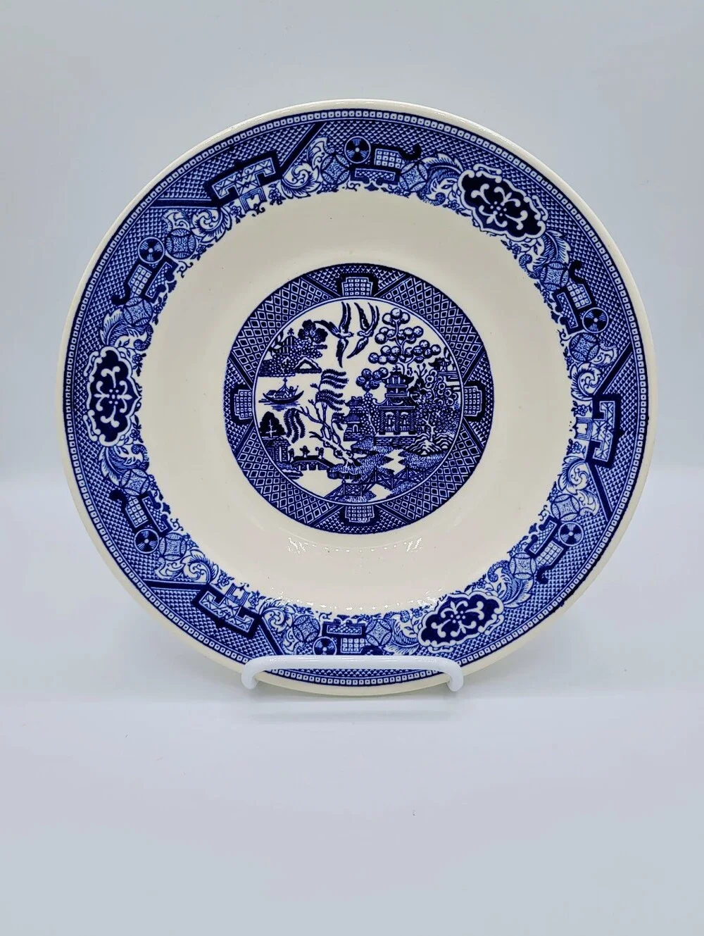 Royal Blue Willow Rimmed Soup Bowl 9